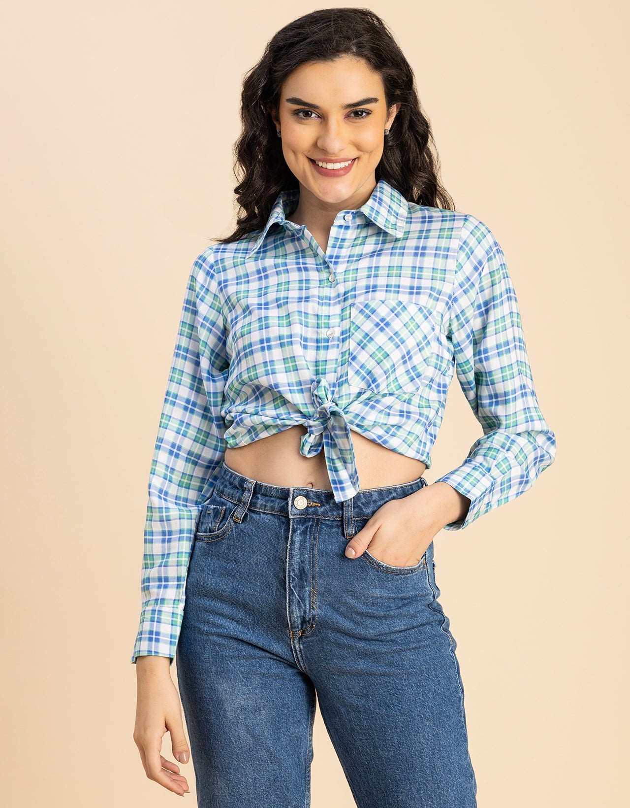 Long Sleeves Spread Collar Rayon Shirt