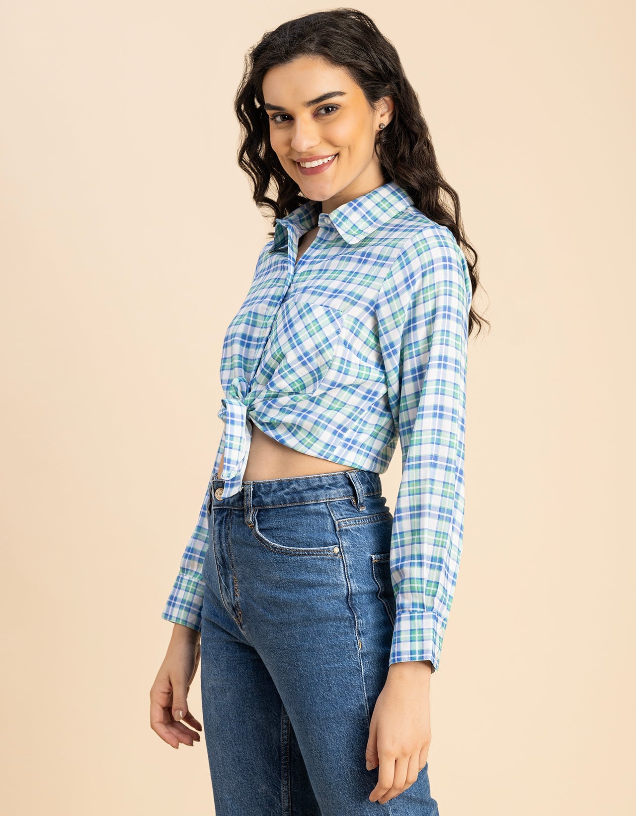 Long Sleeves Spread Collar Rayon Shirt