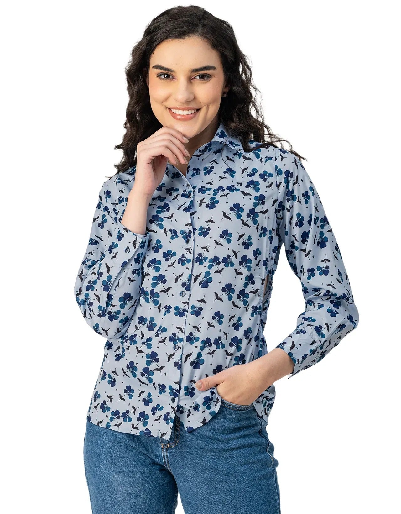 Long Sleeves Spread Collar Shirt Printed Shirt