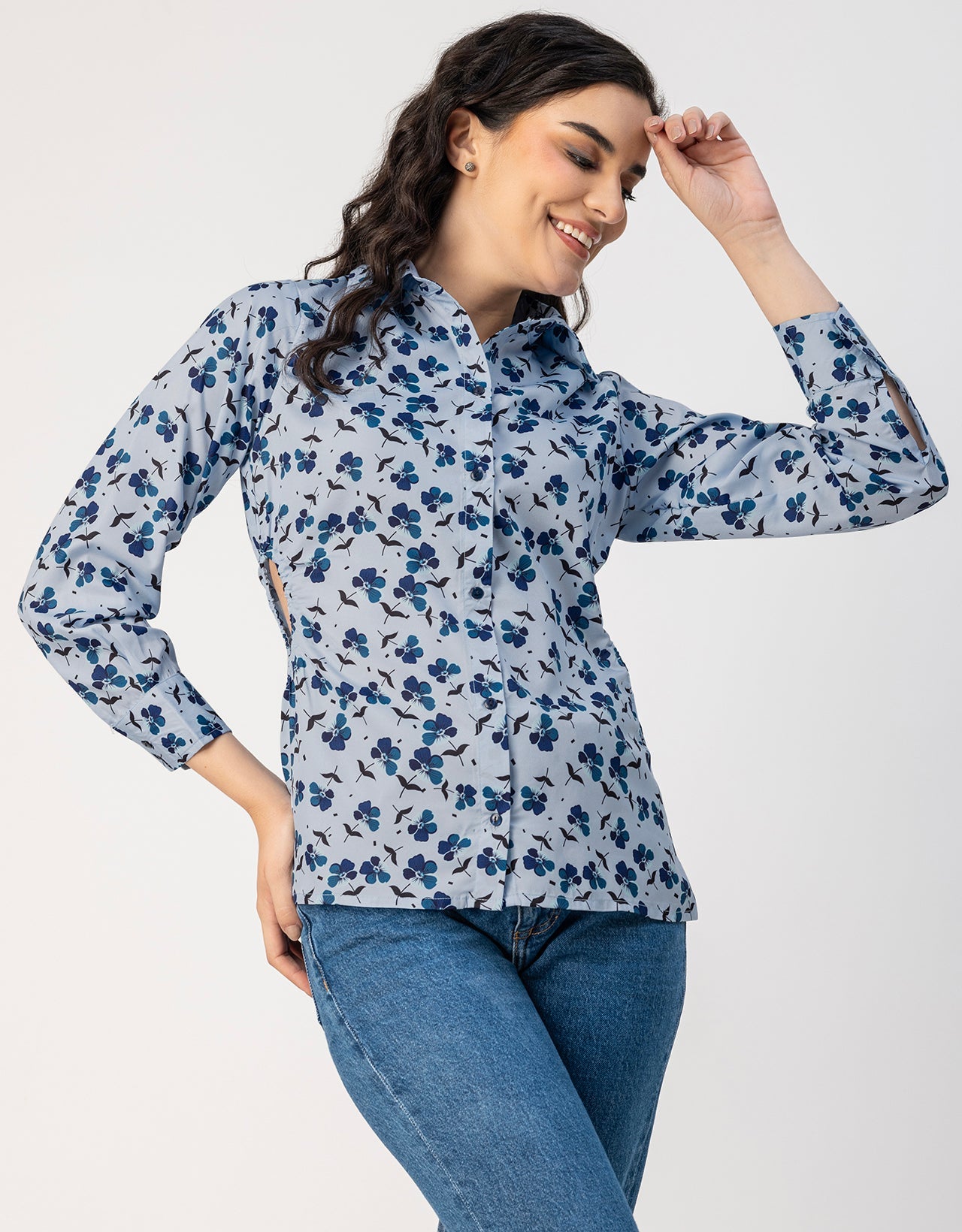 Long Sleeves Spread Collar Shirt Printed Shirt