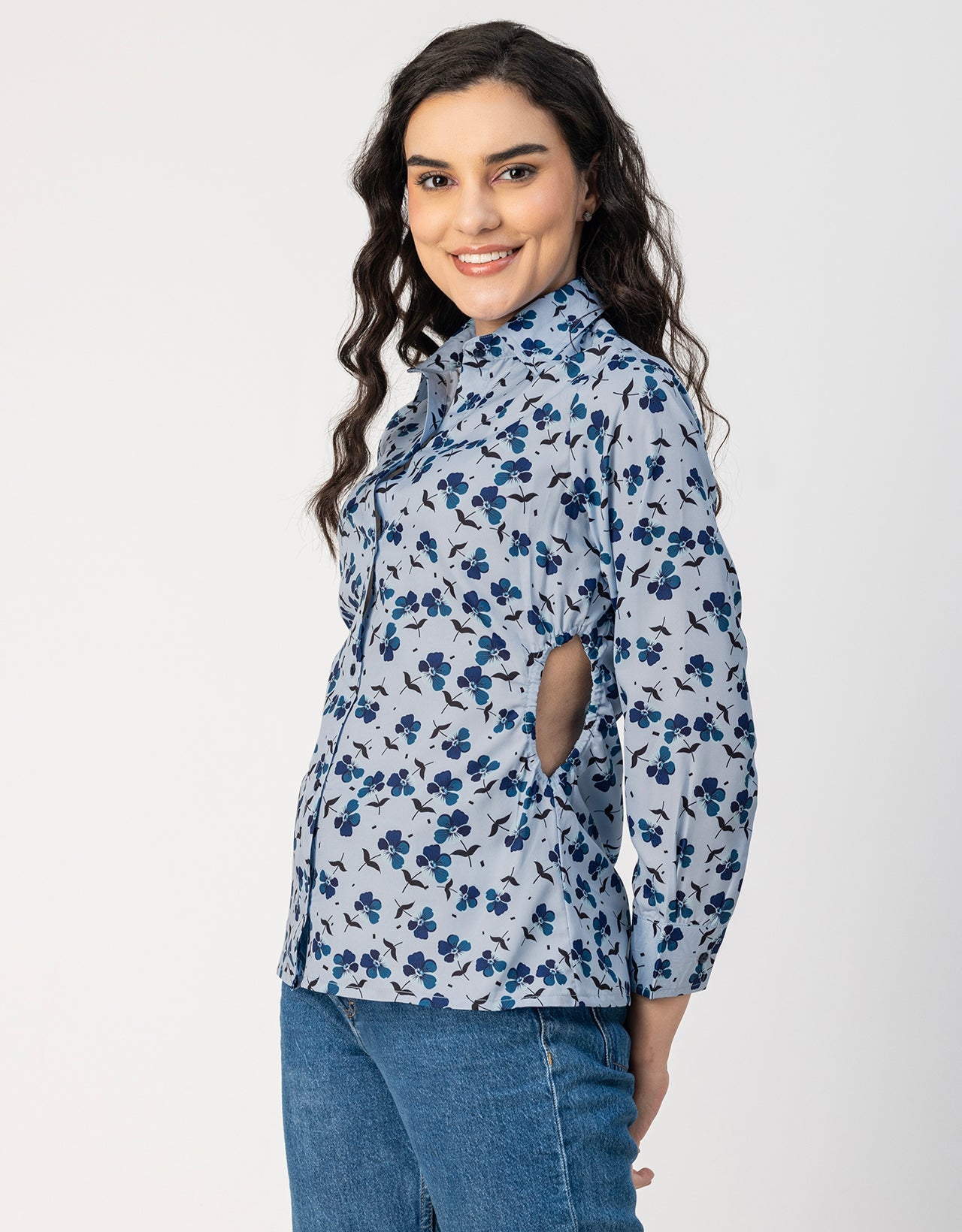 Long Sleeves Spread Collar Shirt Printed Shirt