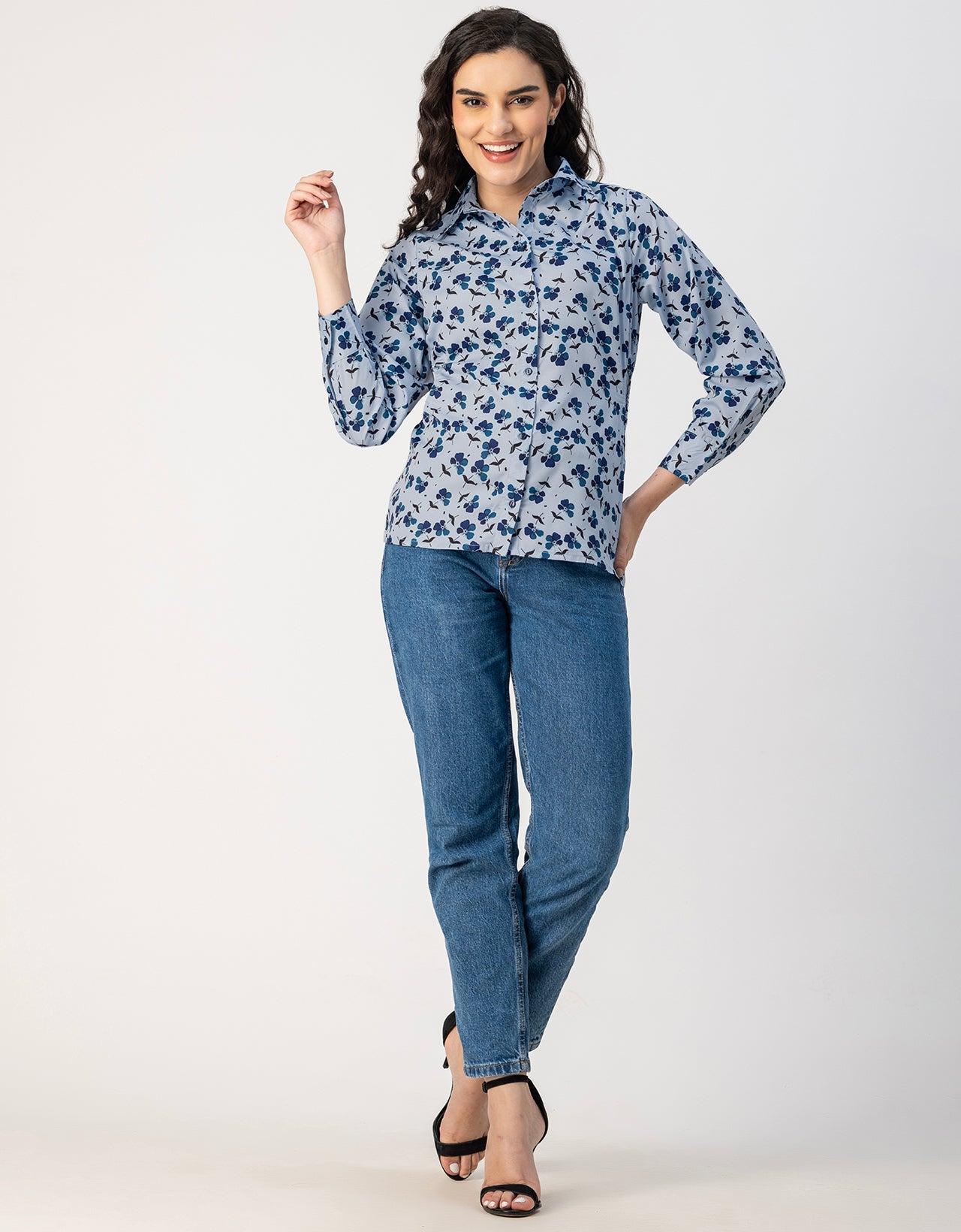 Long Sleeves Spread Collar Shirt Printed Shirt