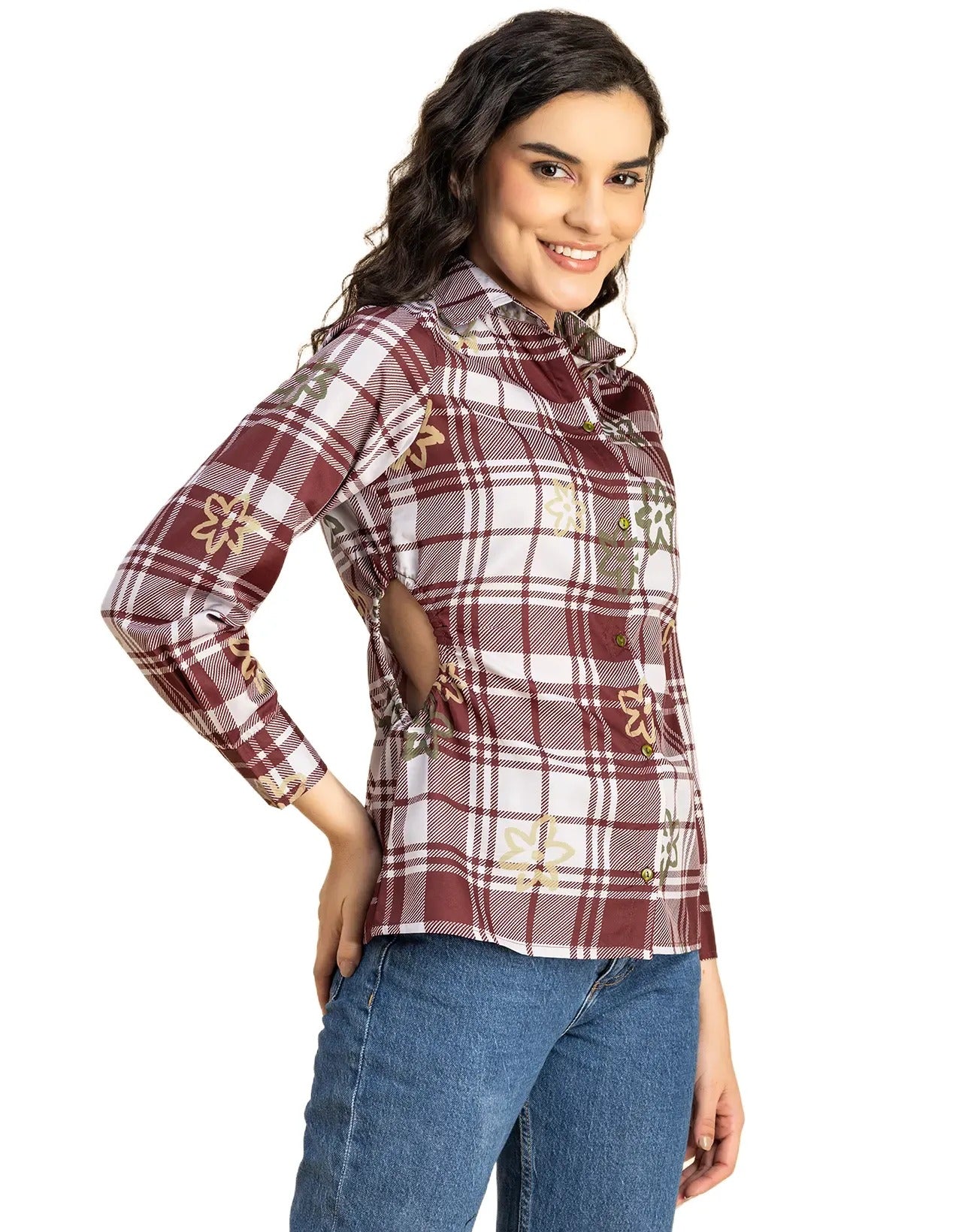 Long Sleeves Spread Collar Shirt Printed Shirt