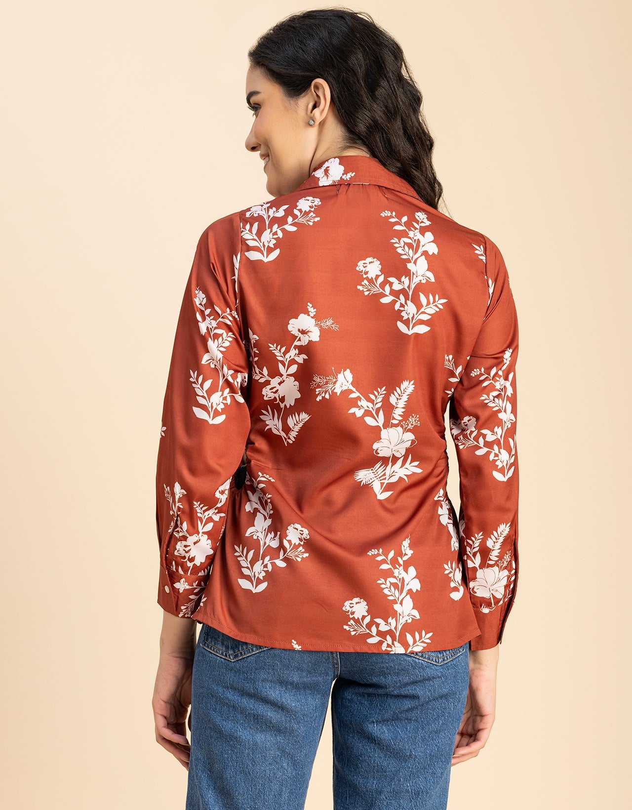 Long Sleeves Spread Collar Shirt Printed Shirt