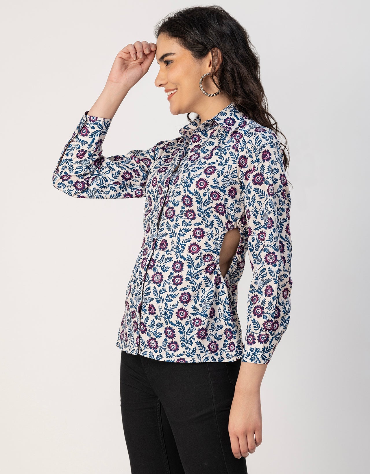 Long Sleeves Spread Collar Shirt Printed Shirt
