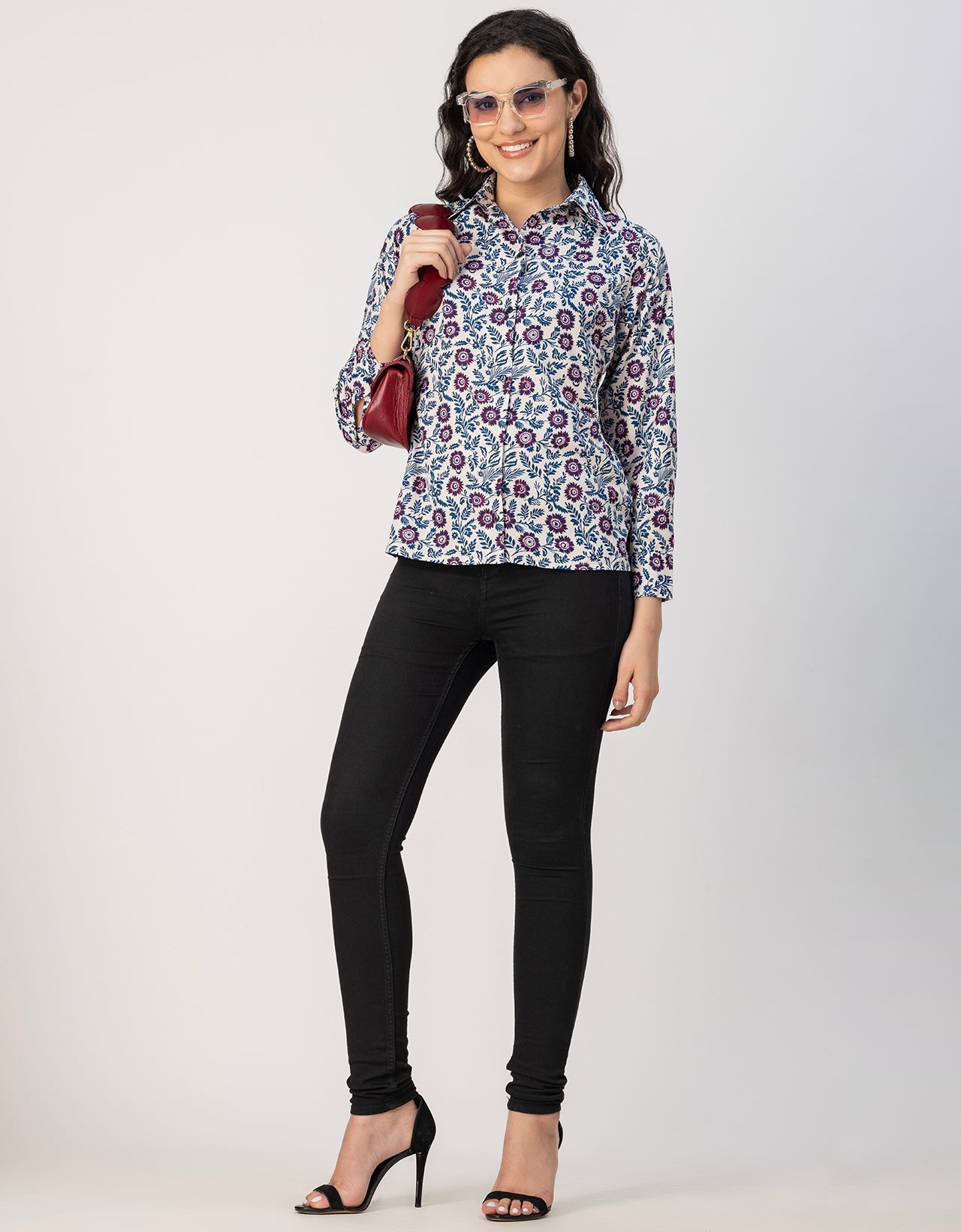 Long Sleeves Spread Collar Shirt Printed Shirt