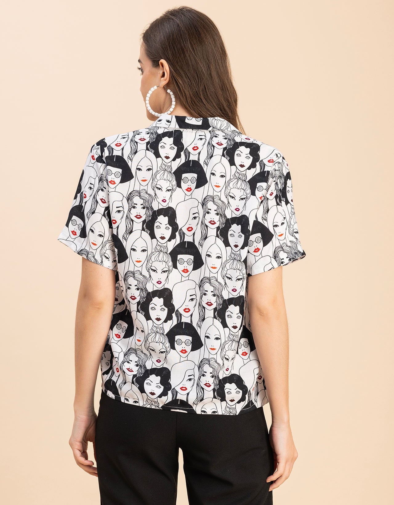 Short Sleeves Notch Collar Rayon Shirt
