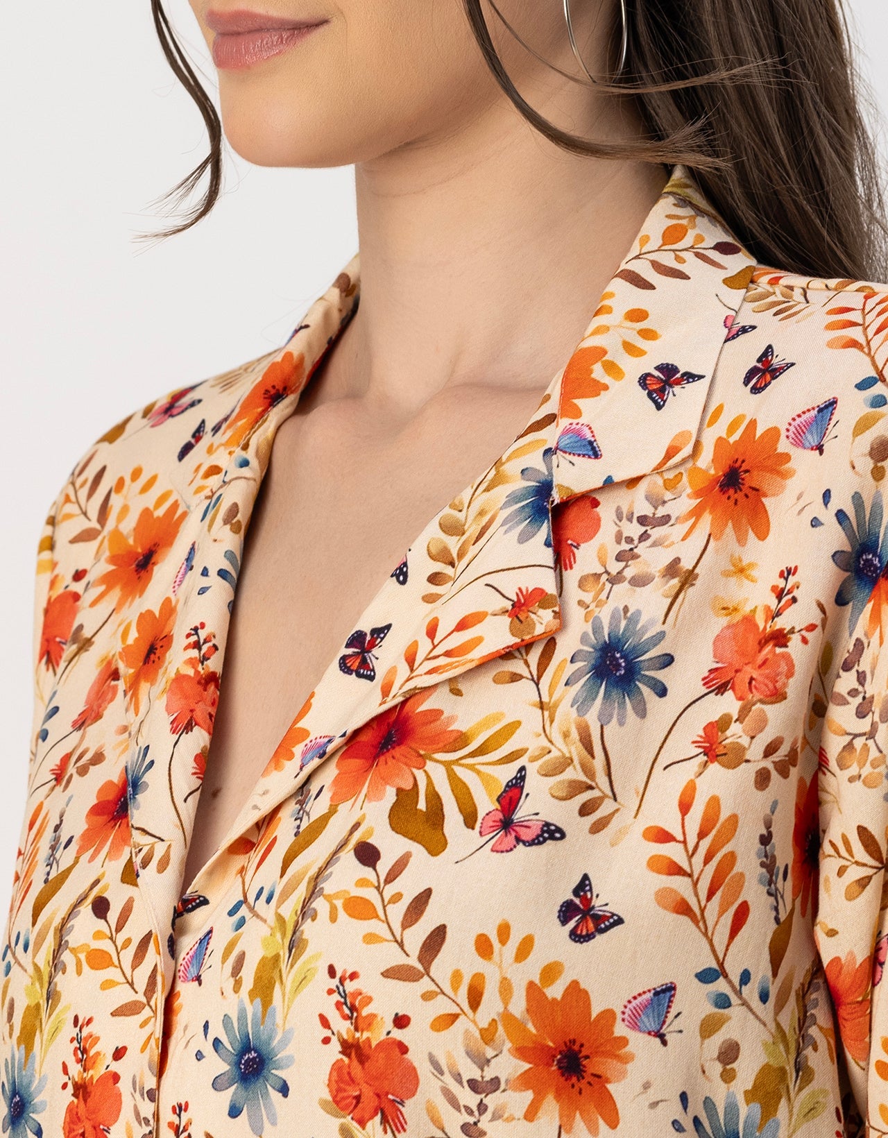 Short Sleeves Notch Collar Rayon Shirt
