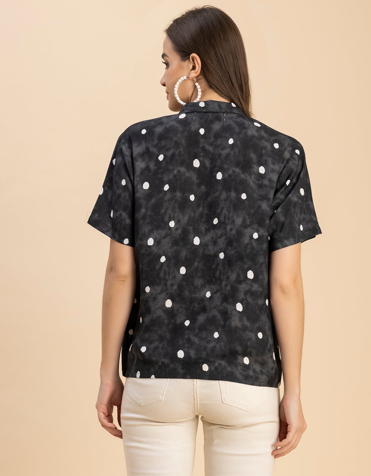 Short Sleeves Notch Collar Rayon Shirt