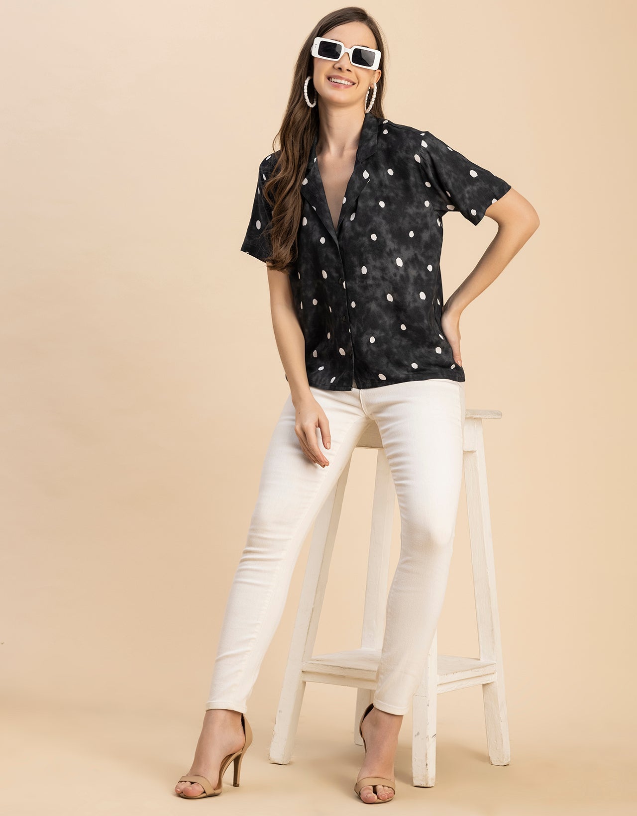 Short Sleeves Notch Collar Rayon Shirt