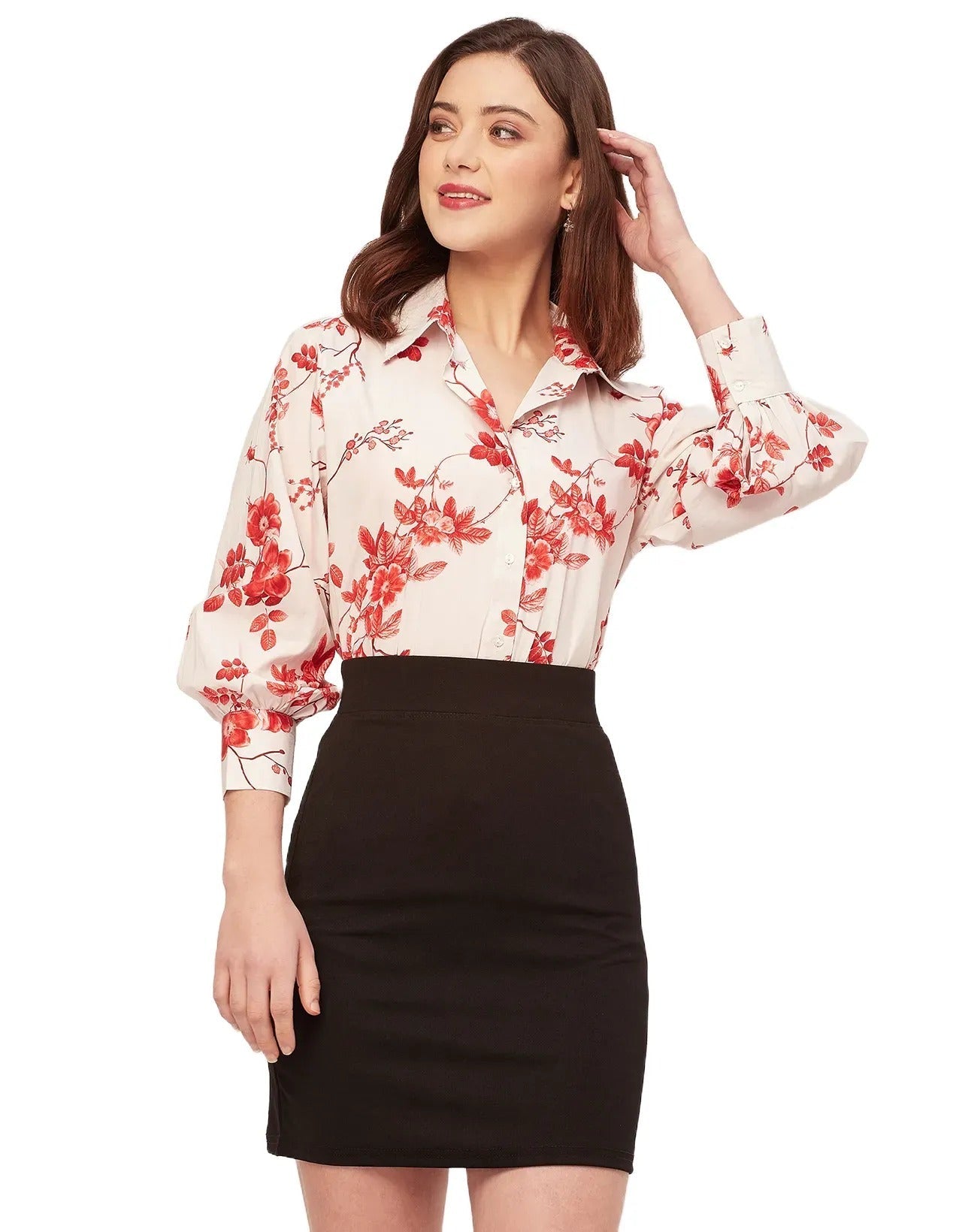 Long Sleeves Spread Collar Shirt Cotton Shirt