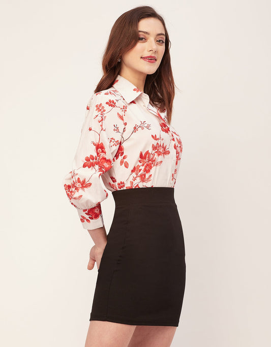 Long Sleeves Spread Collar Shirt Cotton Shirt