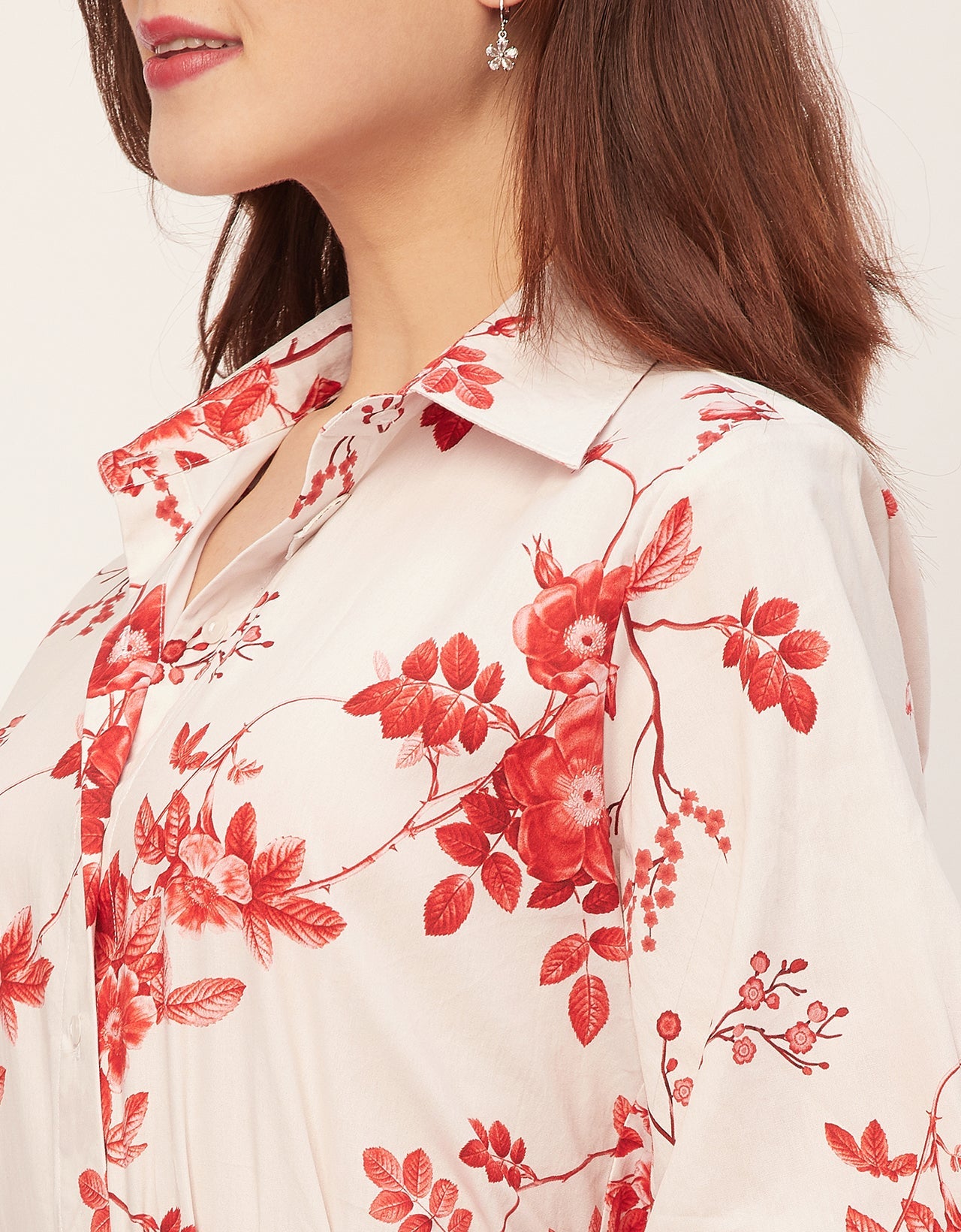 Long Sleeves Spread Collar Shirt Cotton Shirt