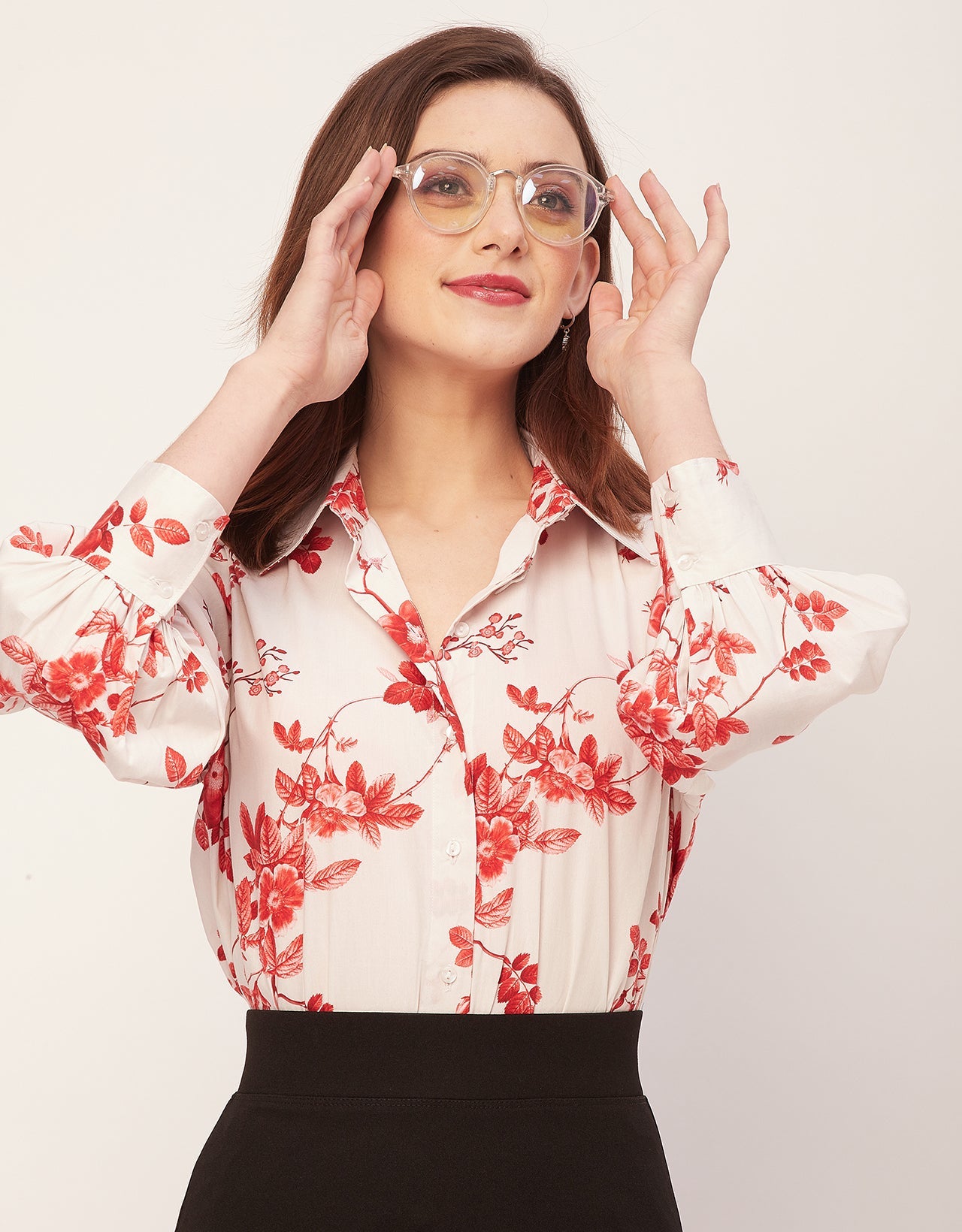 Long Sleeves Spread Collar Shirt Cotton Shirt