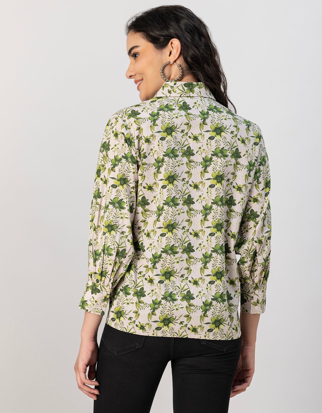 Long Sleeves Spread Collar Shirt Cotton Shirt