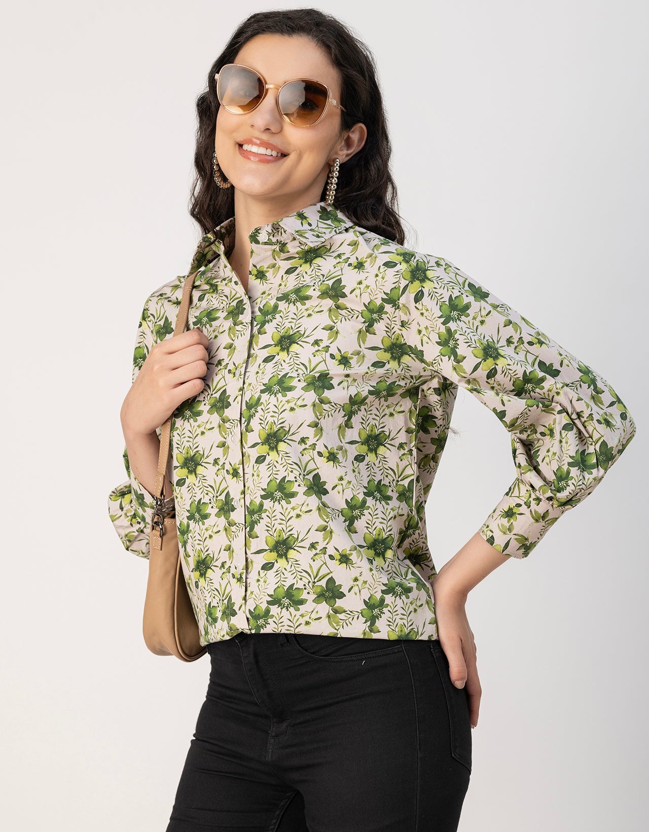 Long Sleeves Spread Collar Shirt Cotton Shirt