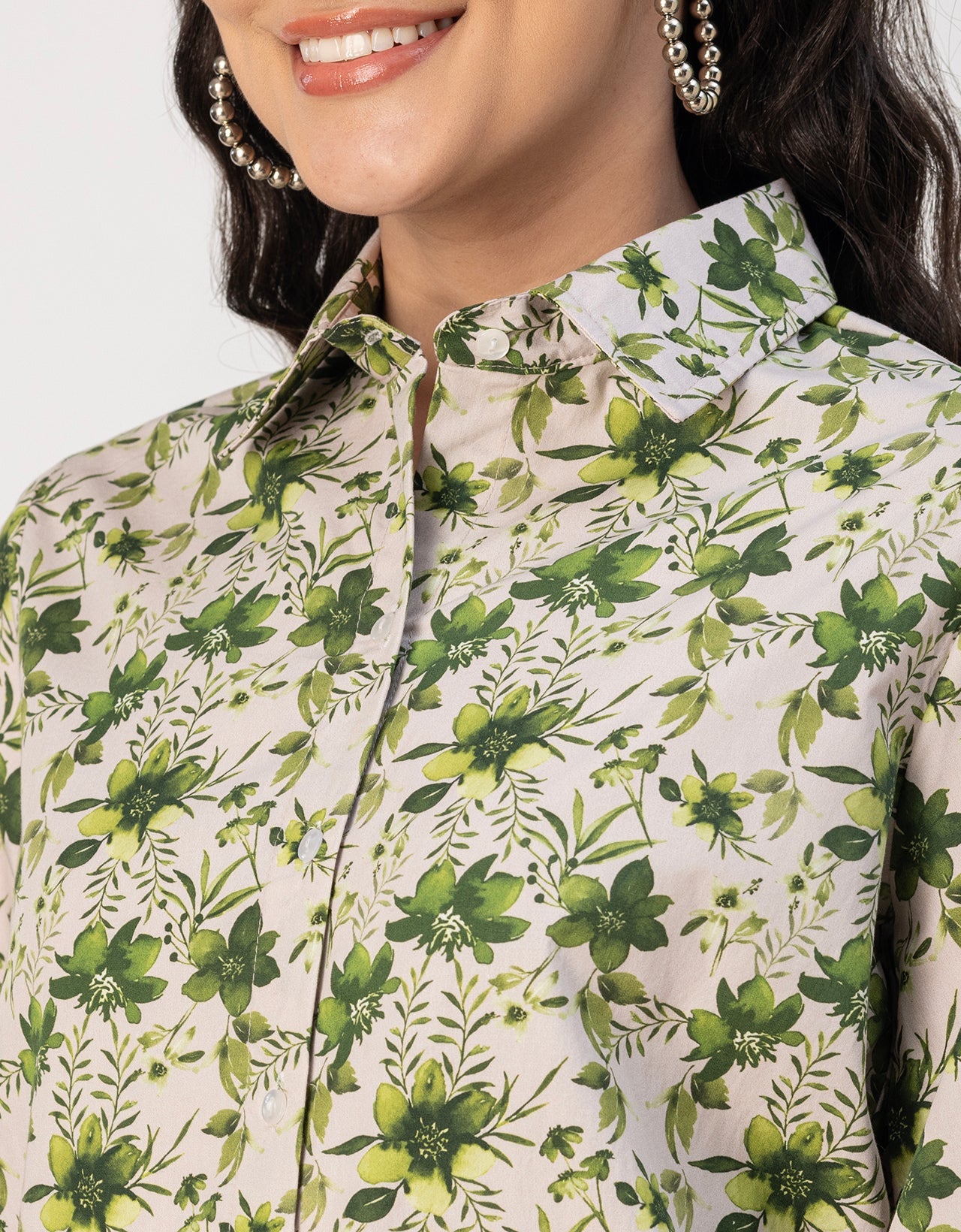 Long Sleeves Spread Collar Shirt Cotton Shirt