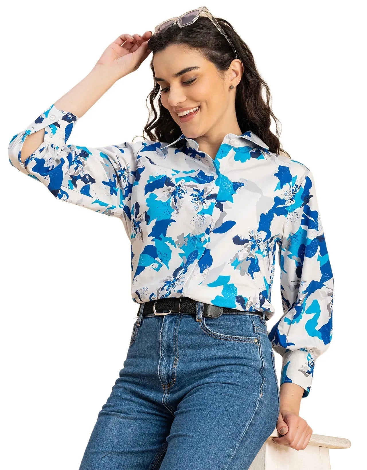 Long Sleeves Spread Collar Shirt Cotton Shirt