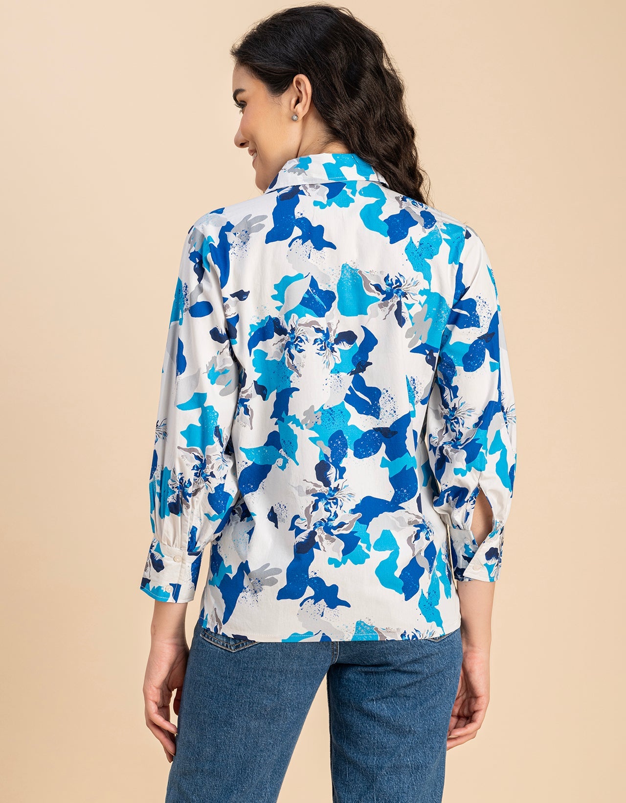 Long Sleeves Spread Collar Shirt Cotton Shirt