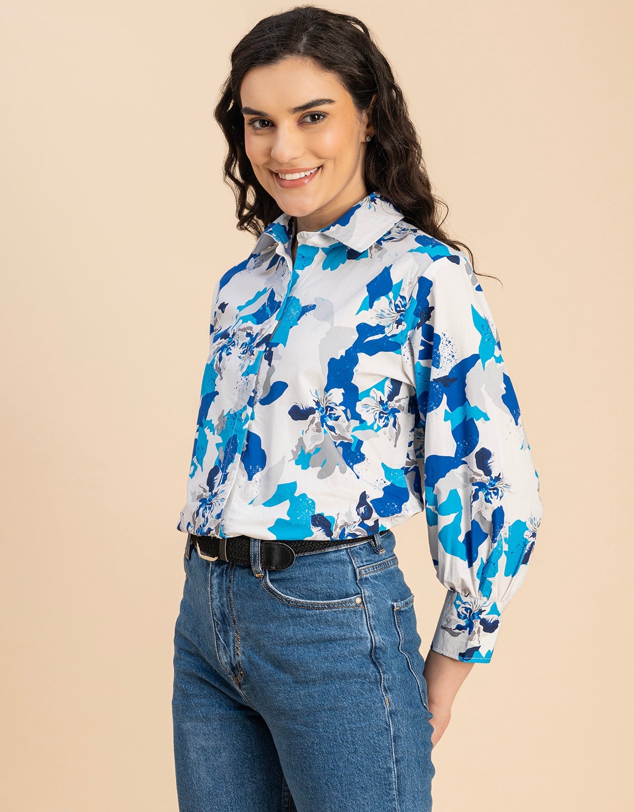 Long Sleeves Spread Collar Shirt Cotton Shirt