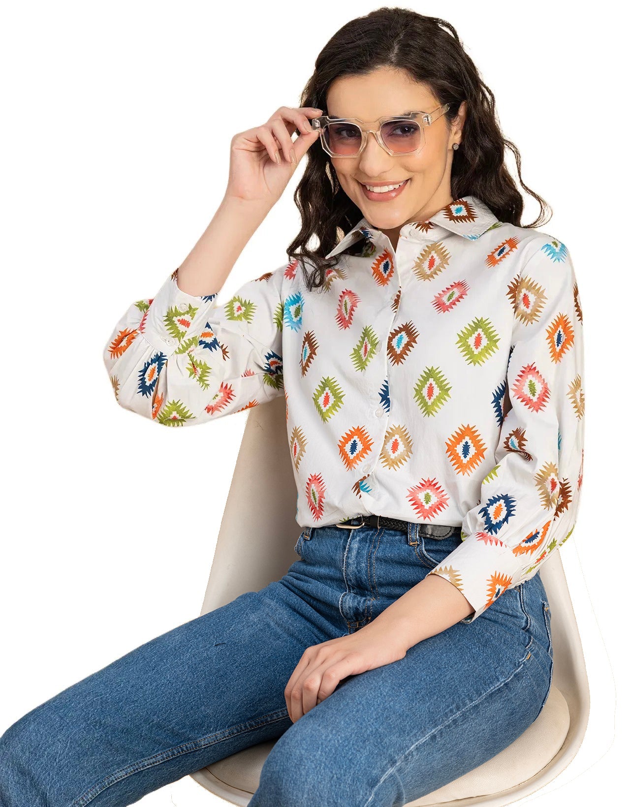 Long Sleeves Spread Collar Shirt Cotton Shirt
