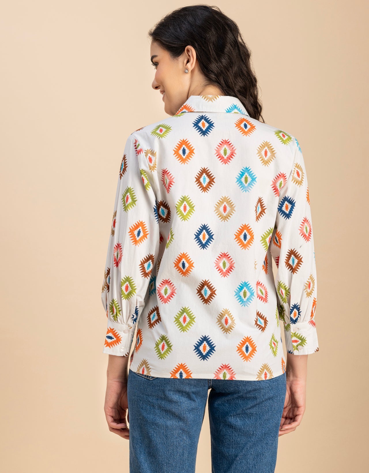 Long Sleeves Spread Collar Shirt Cotton Shirt