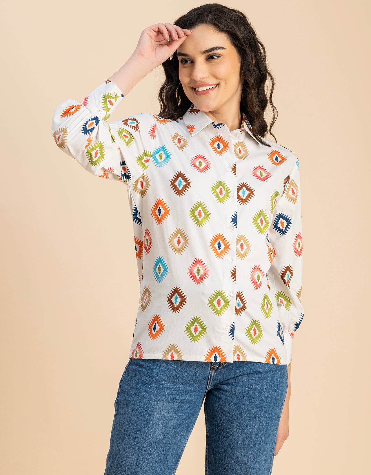 Long Sleeves Spread Collar Shirt Cotton Shirt