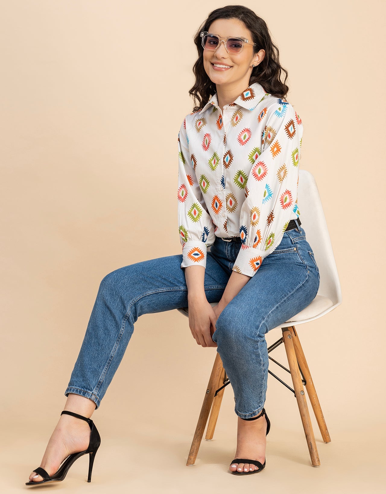 Long Sleeves Spread Collar Shirt Cotton Shirt