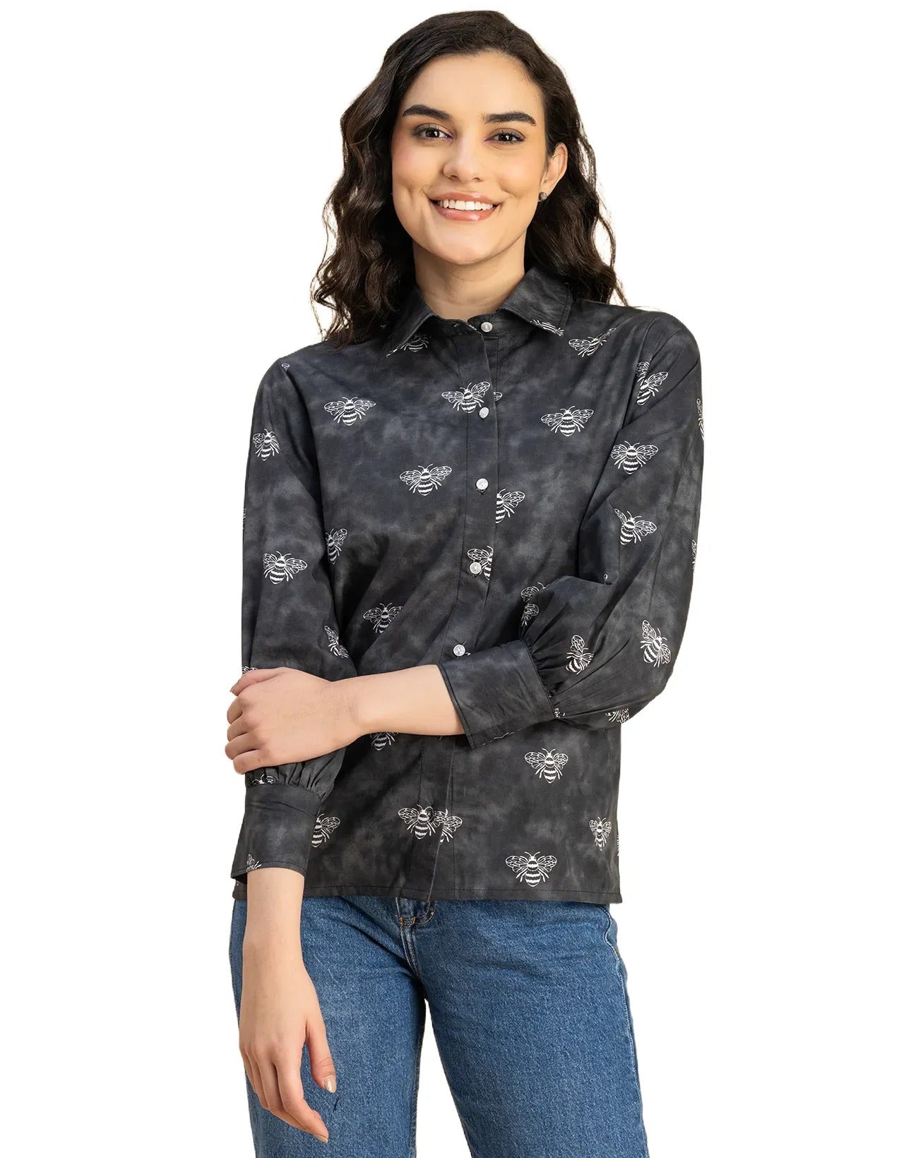 Long Sleeves Spread Collar Shirt Cotton Shirt