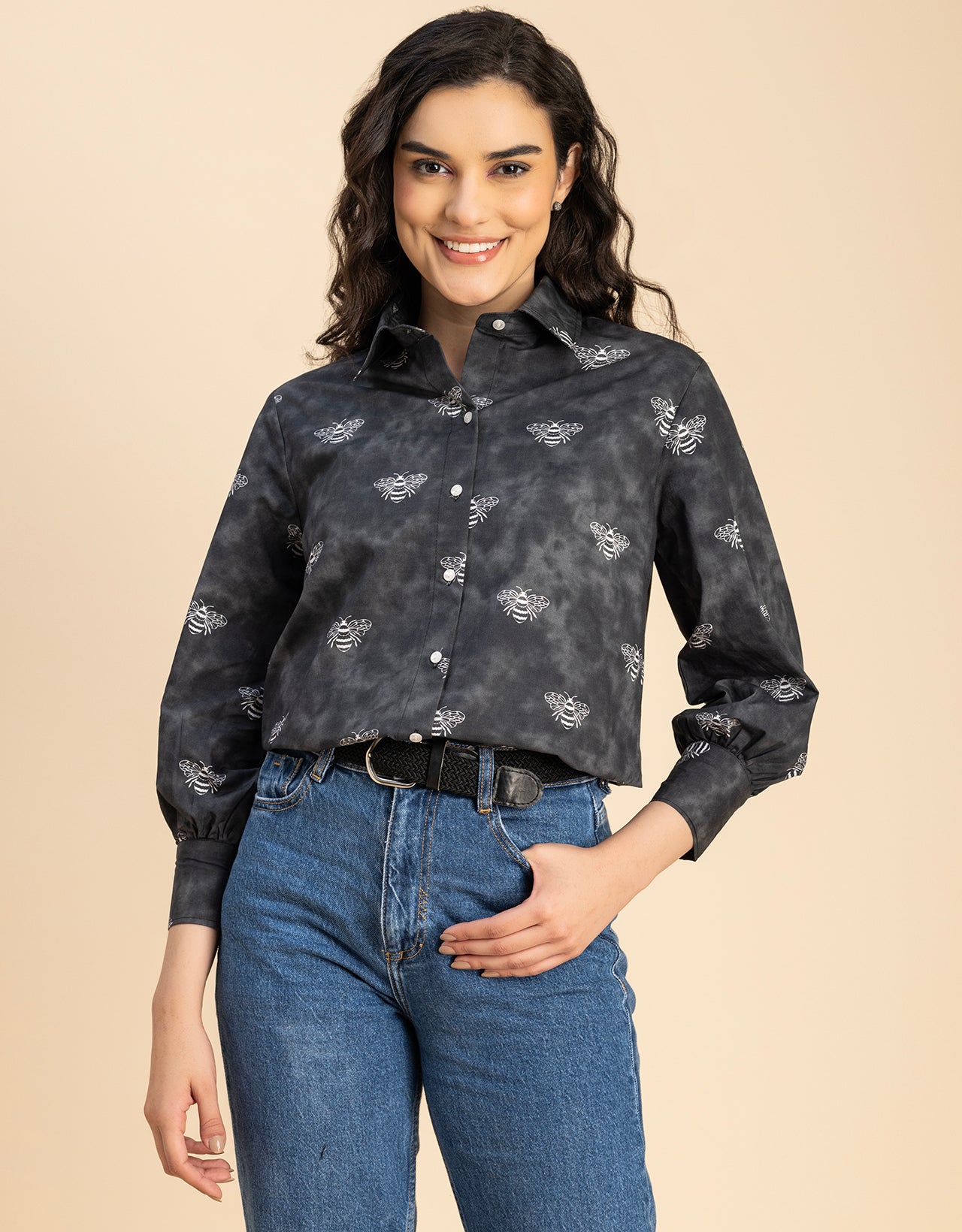 Long Sleeves Spread Collar Shirt Cotton Shirt