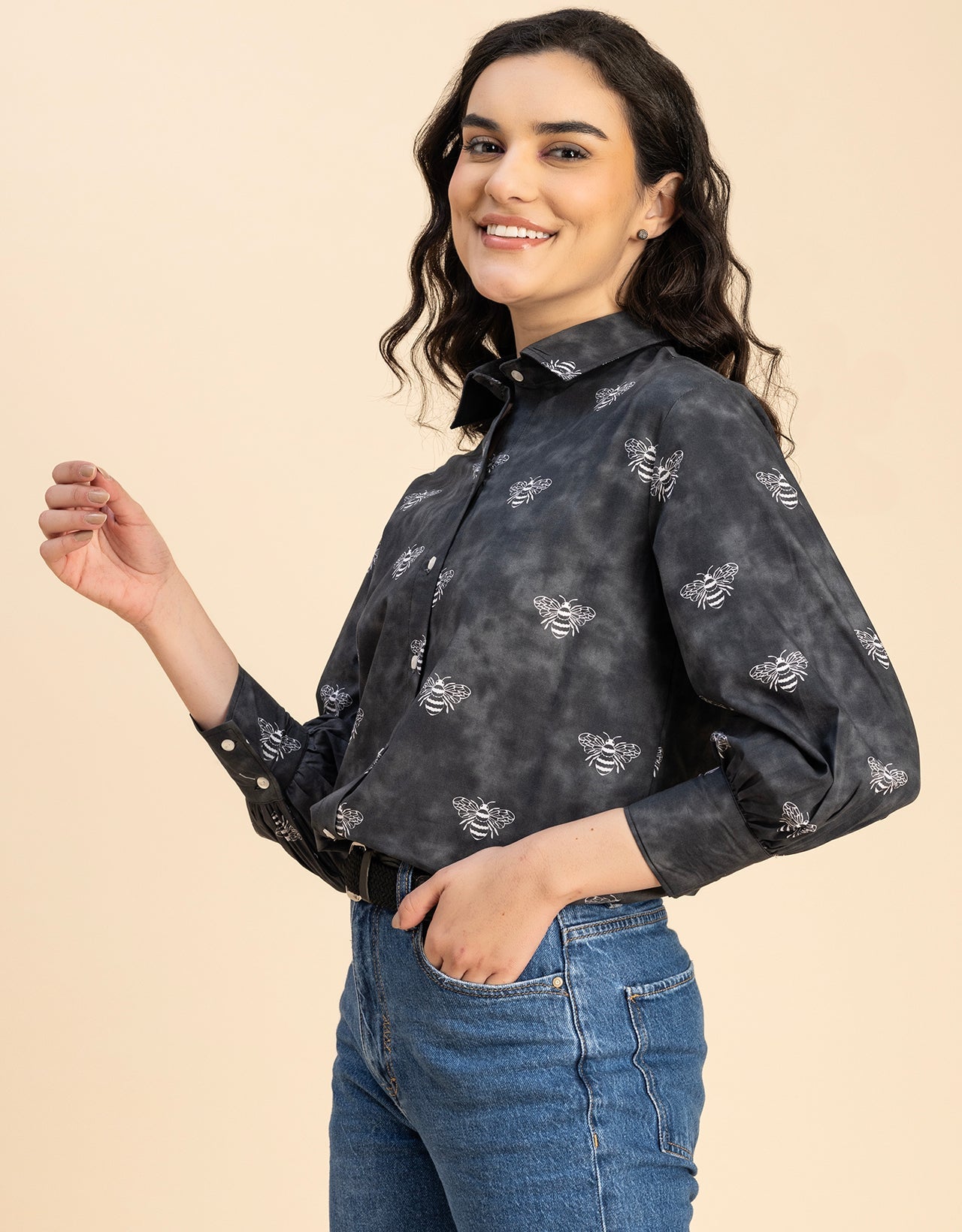 Long Sleeves Spread Collar Shirt Cotton Shirt