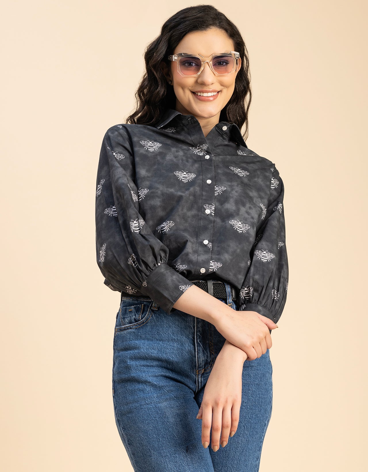 Long Sleeves Spread Collar Shirt Cotton Shirt