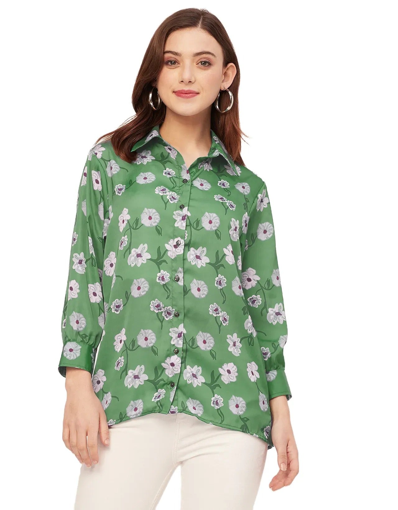 Long Sleeves Spread Collar Cotton Shirt