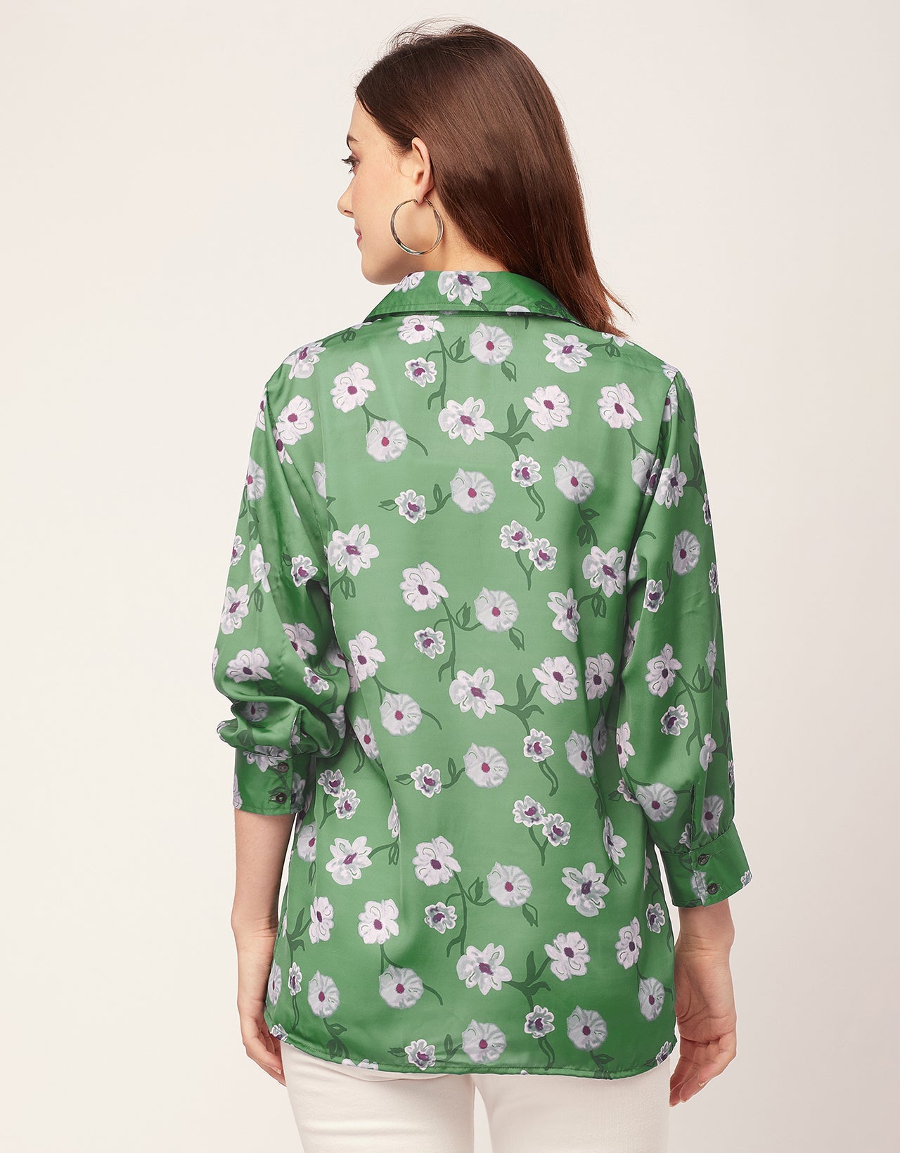 Long Sleeves Spread Collar Cotton Shirt