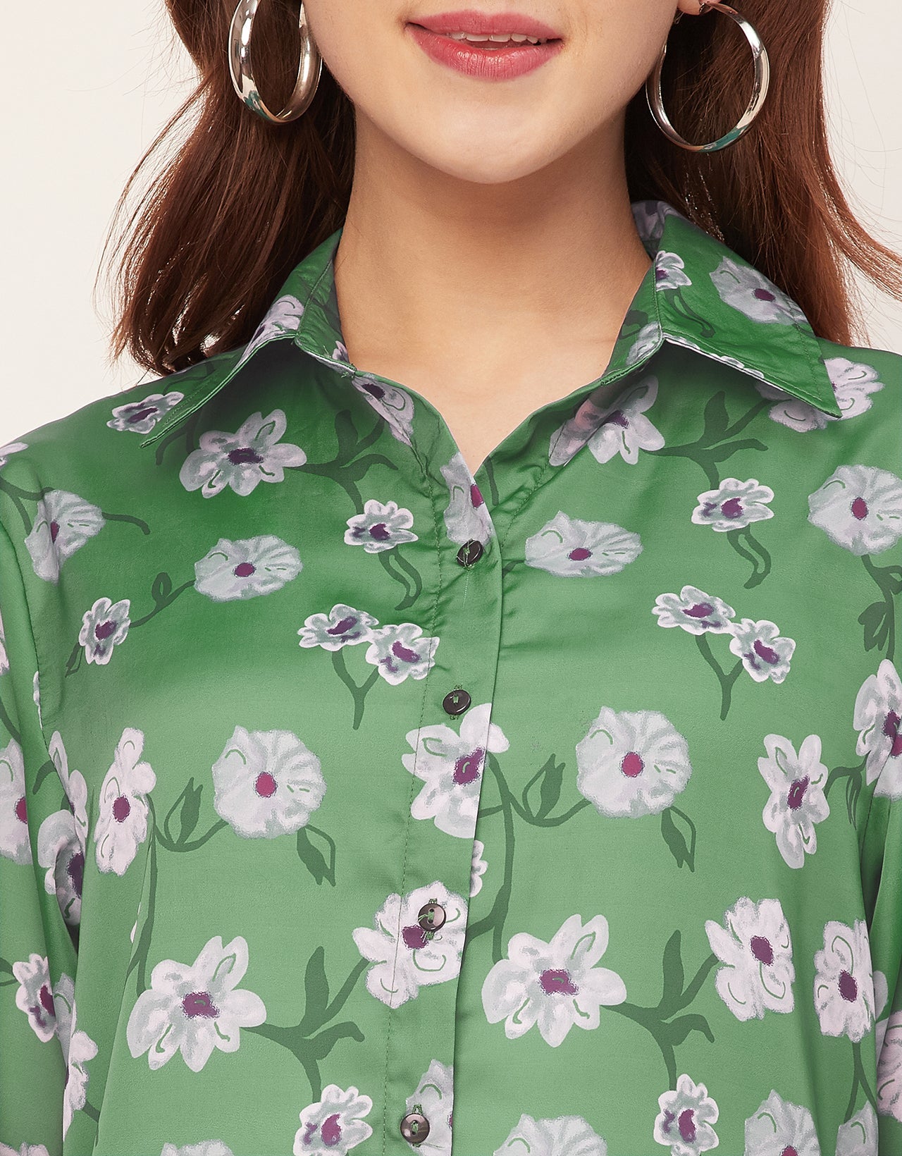 Long Sleeves Spread Collar Cotton Shirt