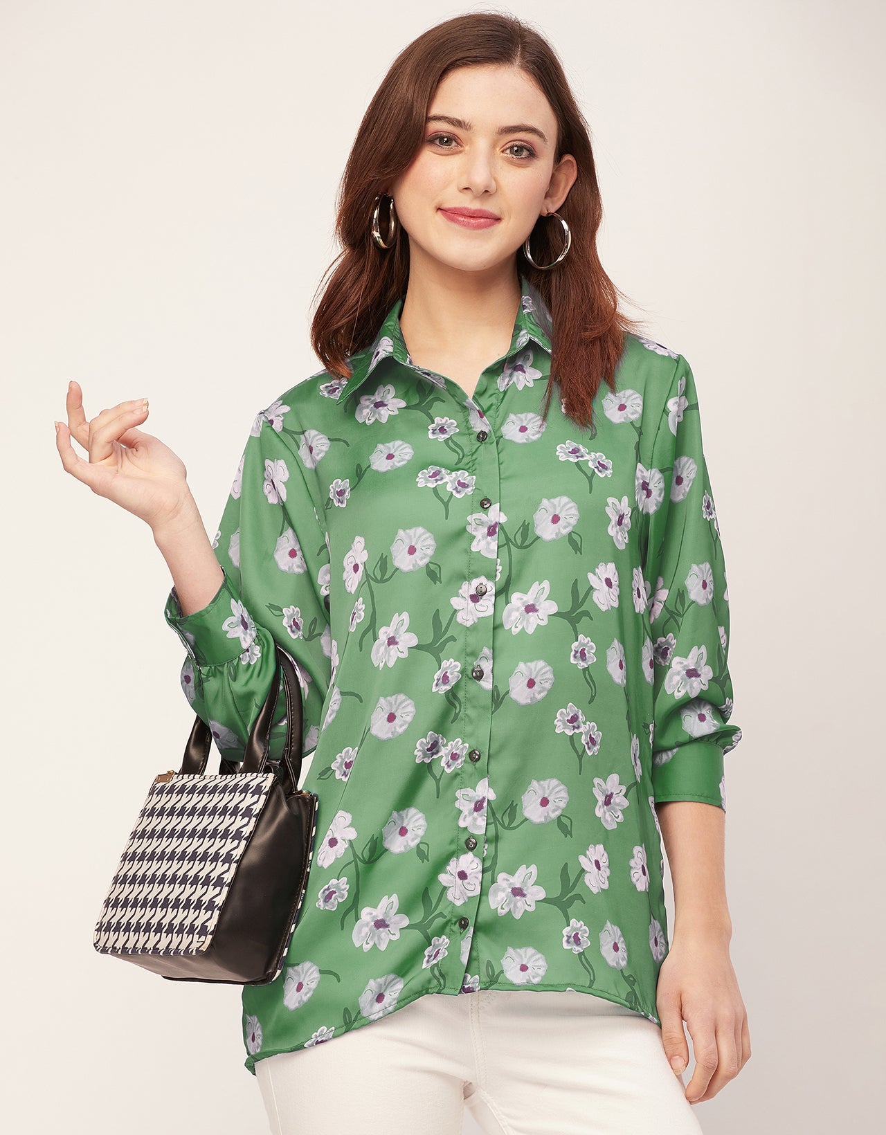 Long Sleeves Spread Collar Cotton Shirt