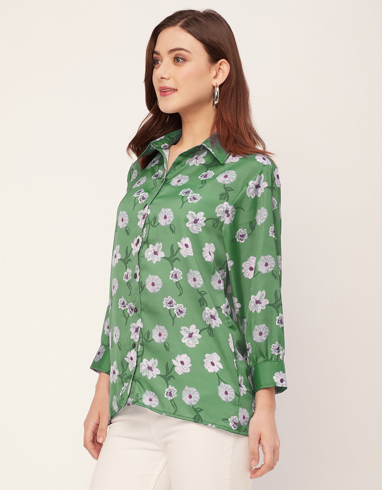 Long Sleeves Spread Collar Cotton Shirt