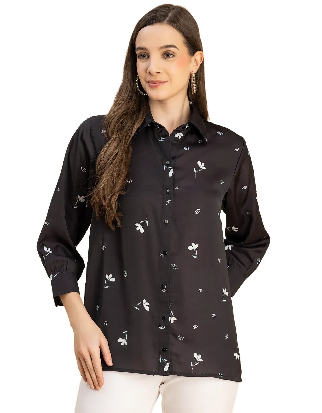 Long Sleeves Spread Collar Cotton Shirt