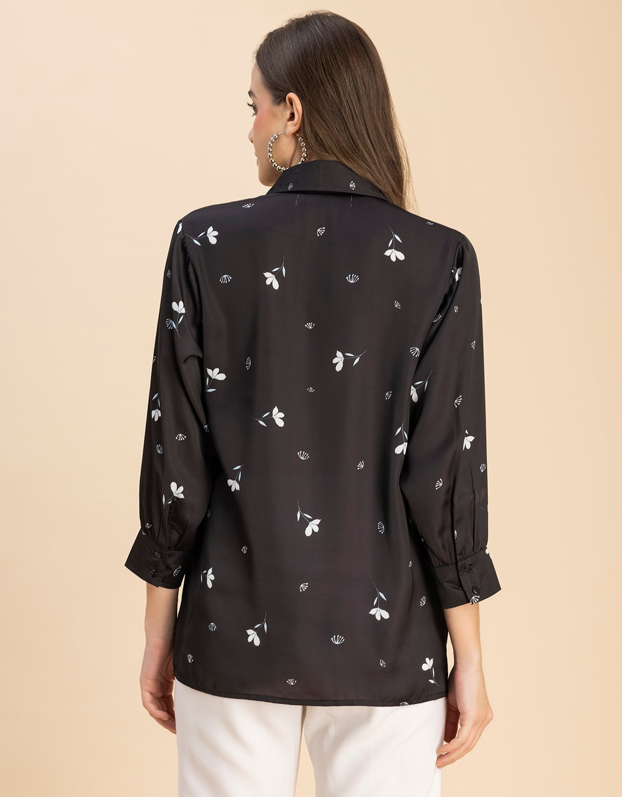 Long Sleeves Spread Collar Cotton Shirt