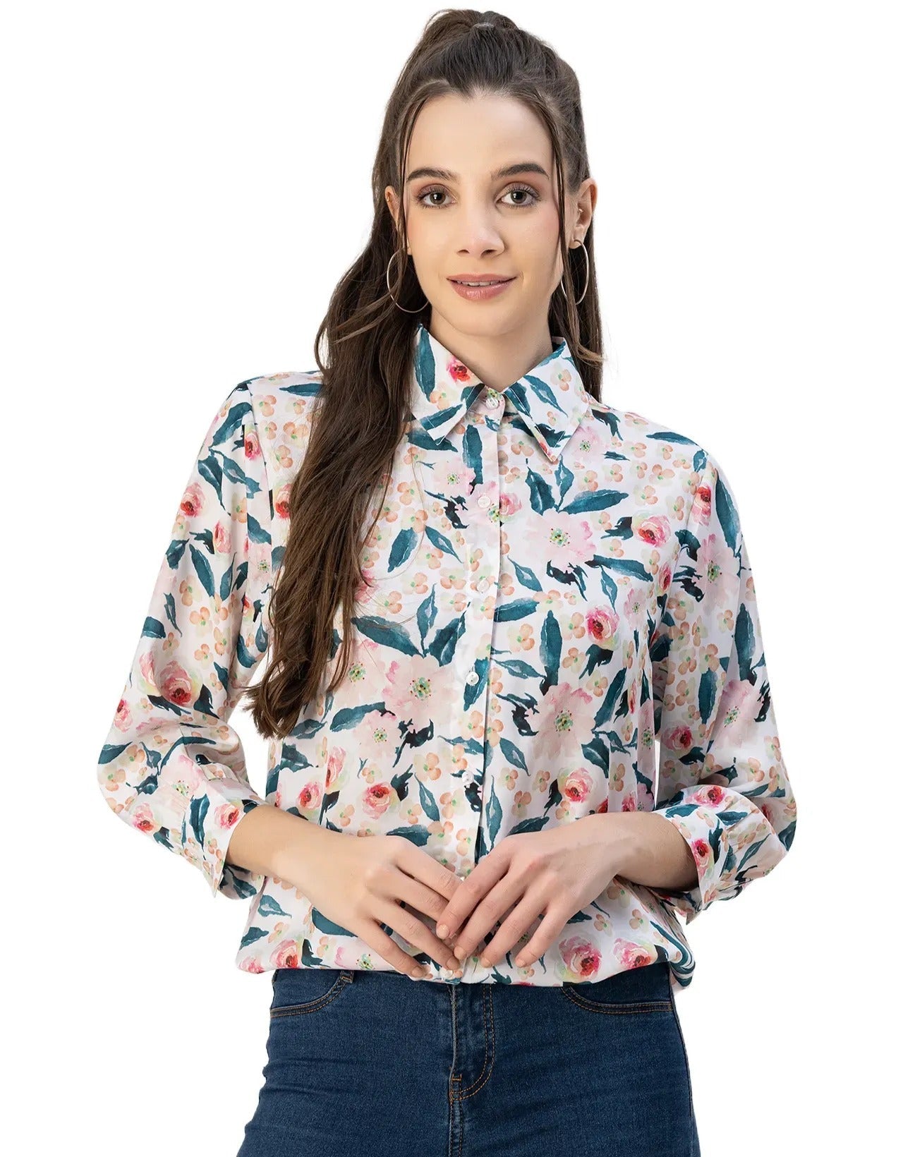 Long Sleeves Spread Collar Cotton Shirt