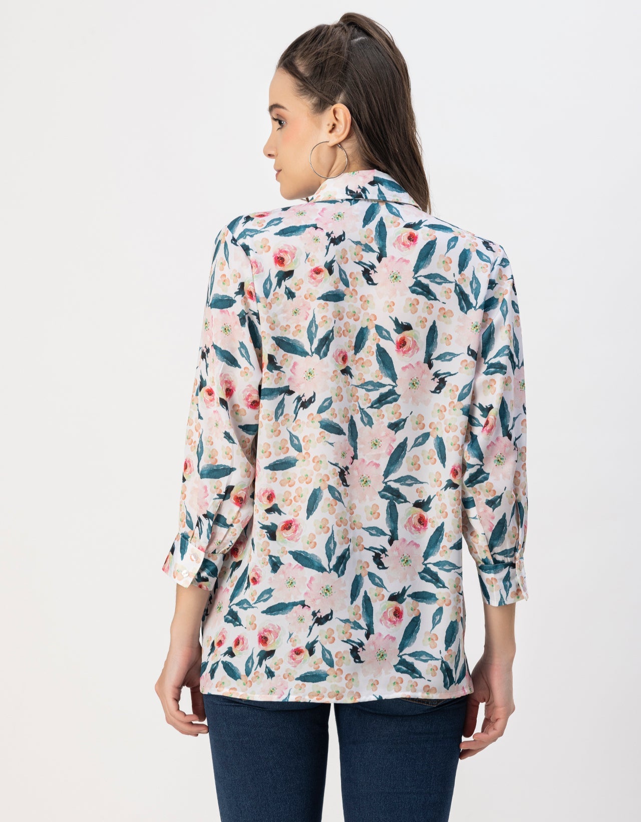 Long Sleeves Spread Collar Cotton Shirt