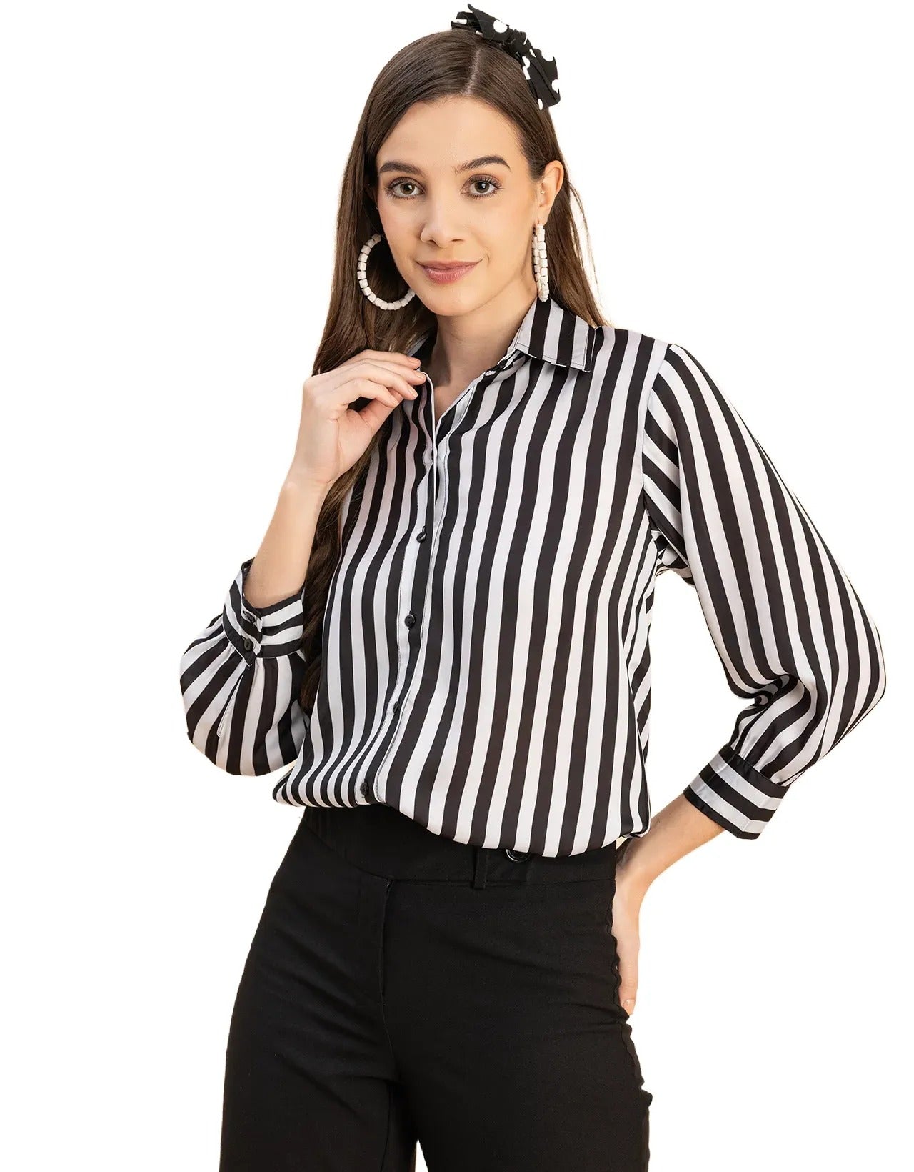 Long Sleeves Spread Collar Cotton Shirt