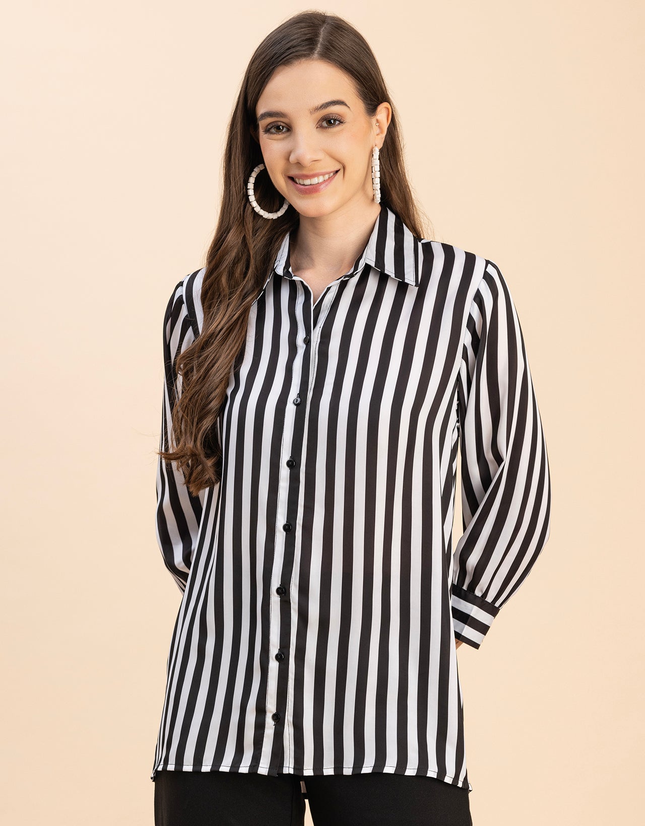 Long Sleeves Spread Collar Cotton Shirt