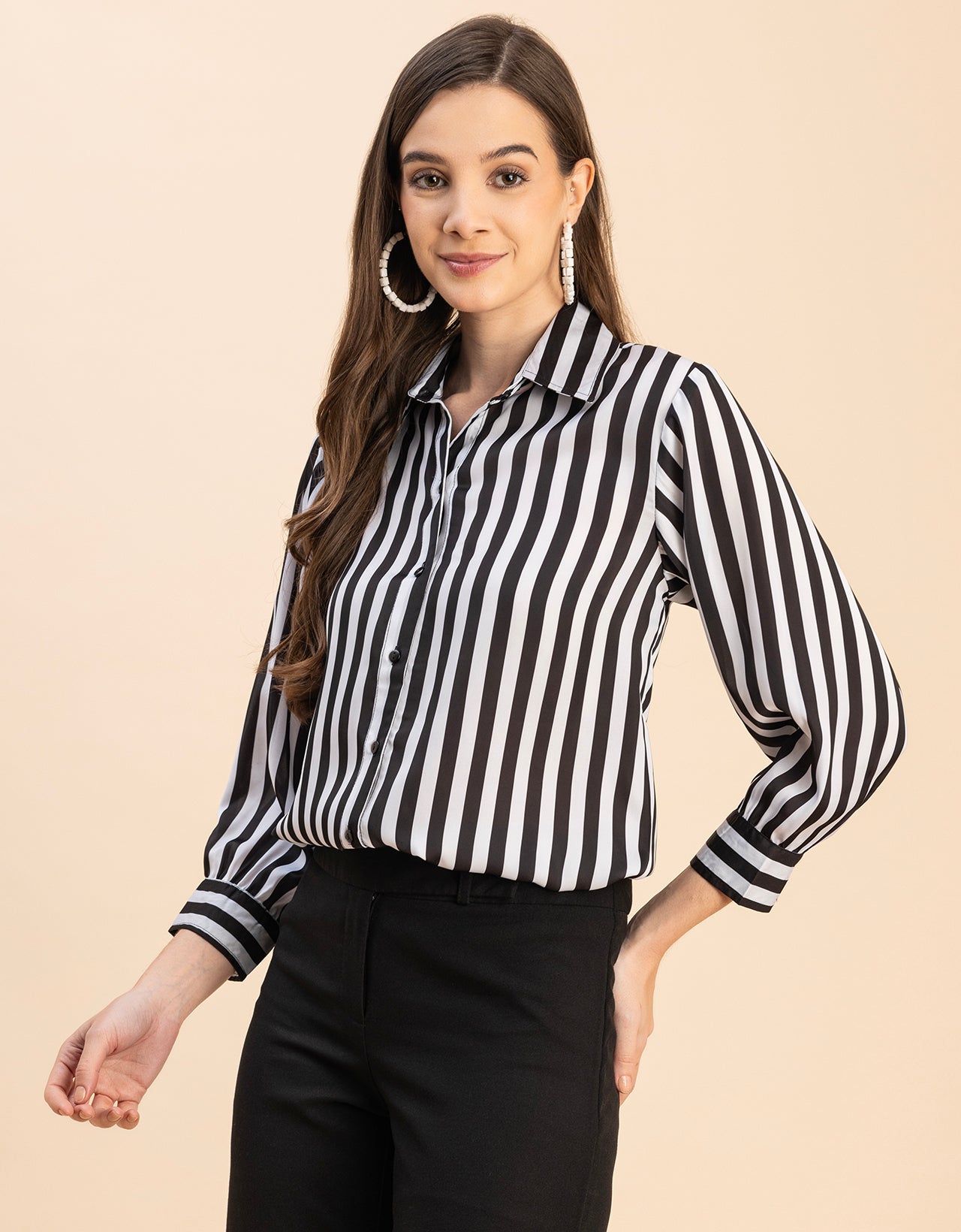 Long Sleeves Spread Collar Cotton Shirt