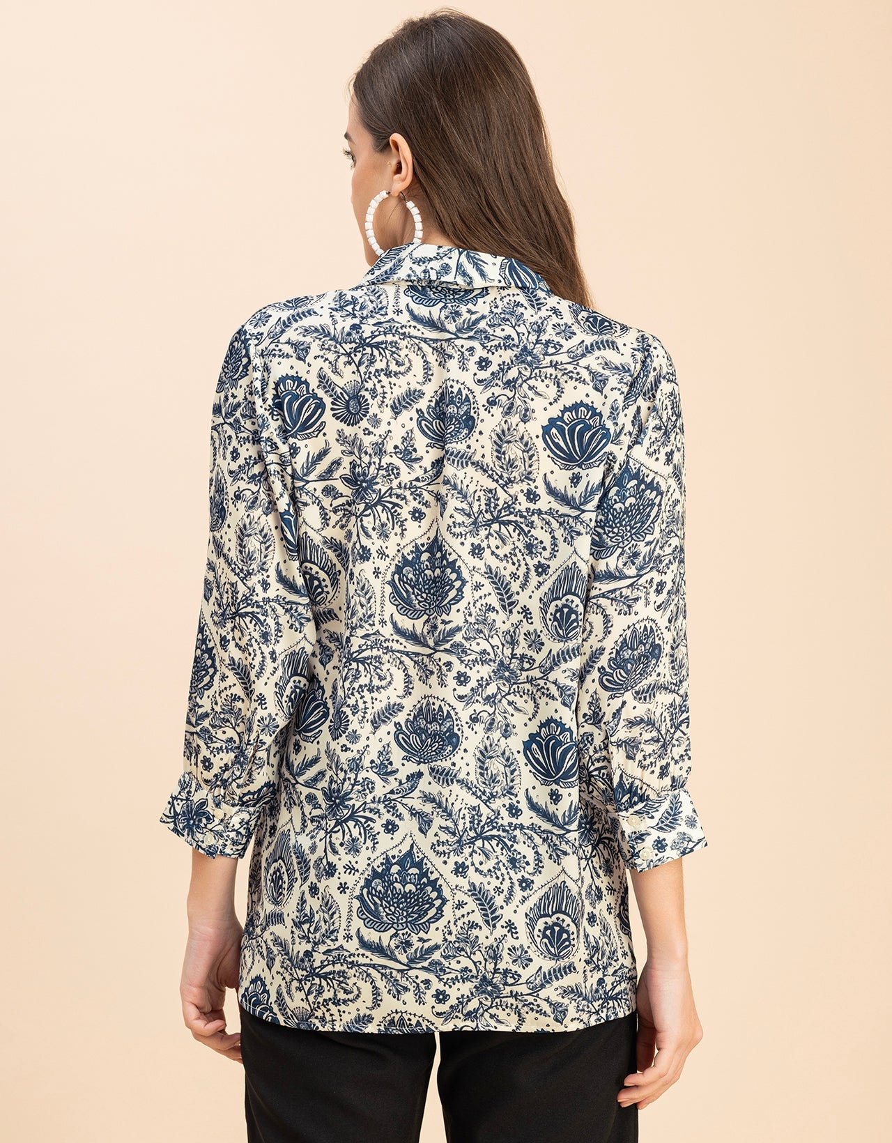 Long Sleeves Spread Collar Cotton Shirt