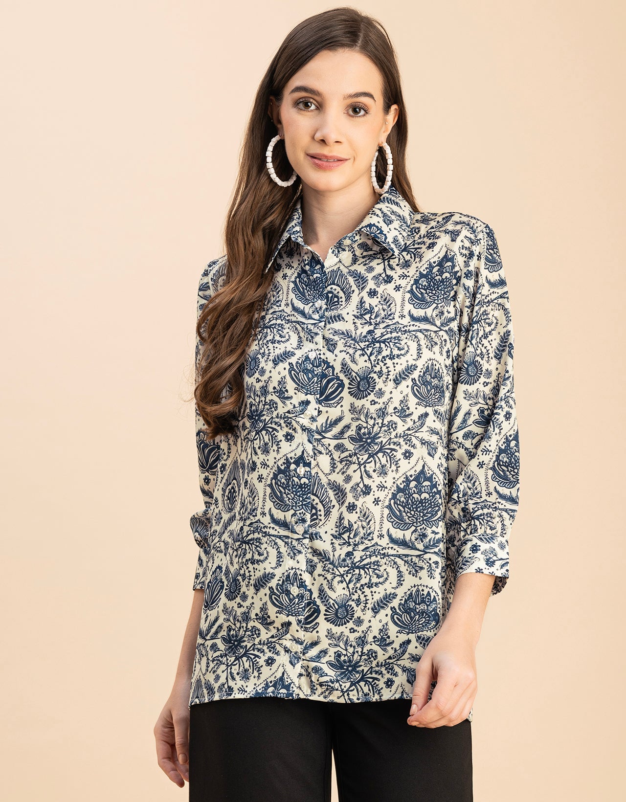 Long Sleeves Spread Collar Cotton Shirt