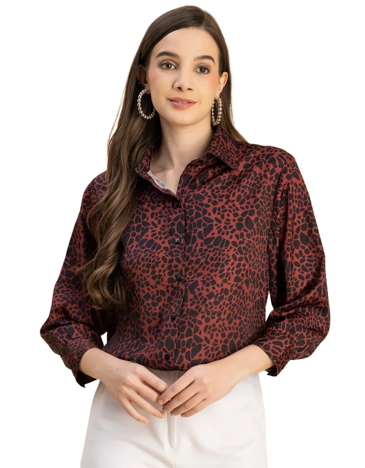 Long Sleeves Spread Collar Cotton Shirt