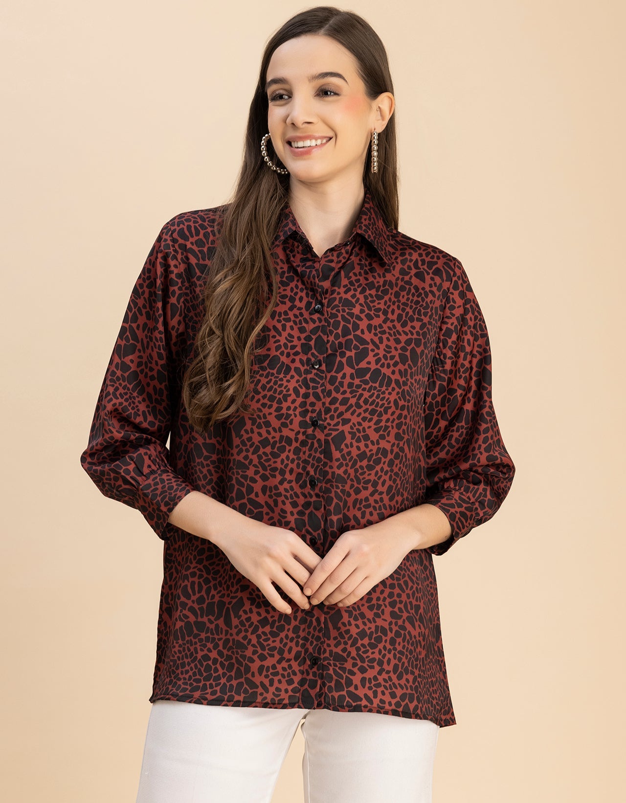 Long Sleeves Spread Collar Cotton Shirt