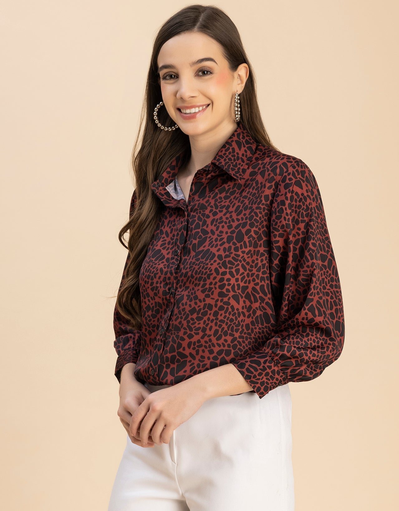 Long Sleeves Spread Collar Cotton Shirt