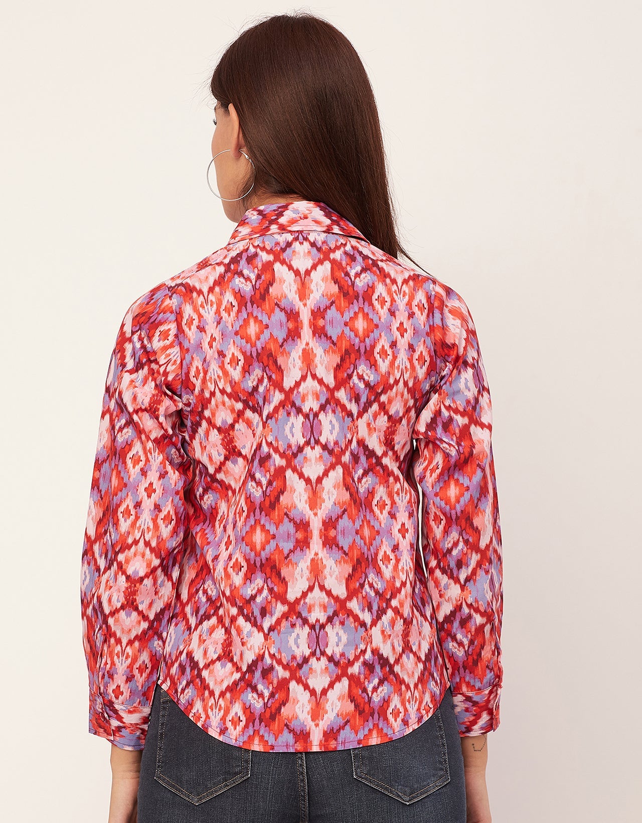 Long Sleeve Spread Collar Cotton Shirt